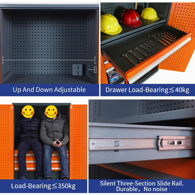 Factory Workshop Garage Two Door Heavy Duty Multi Functional Metal Tool Cabinet Three Point Lock Adjustable Shelves OEM/ODM/OBM