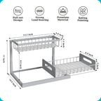 Under Sink Storage Rack Pull-out Cabinet Storage Rack 2 Level Sliding Out Sink Cabinet Storage Rack for Kitchen
