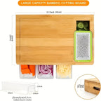 Multifunctional Bamboo Chopping Board With Built in Drawer Storage Containers and Grater Kitchen Cutting Board