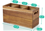 Rectangle Wooden Acacia Wood Handcrafted 3 Compartment Utensil Holder Silverware Organizer for Kitchen Counter Storage