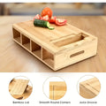 Multifunctional Bamboo Chopping Board With Built in Drawer Storage Containers and Grater Kitchen Cutting Board