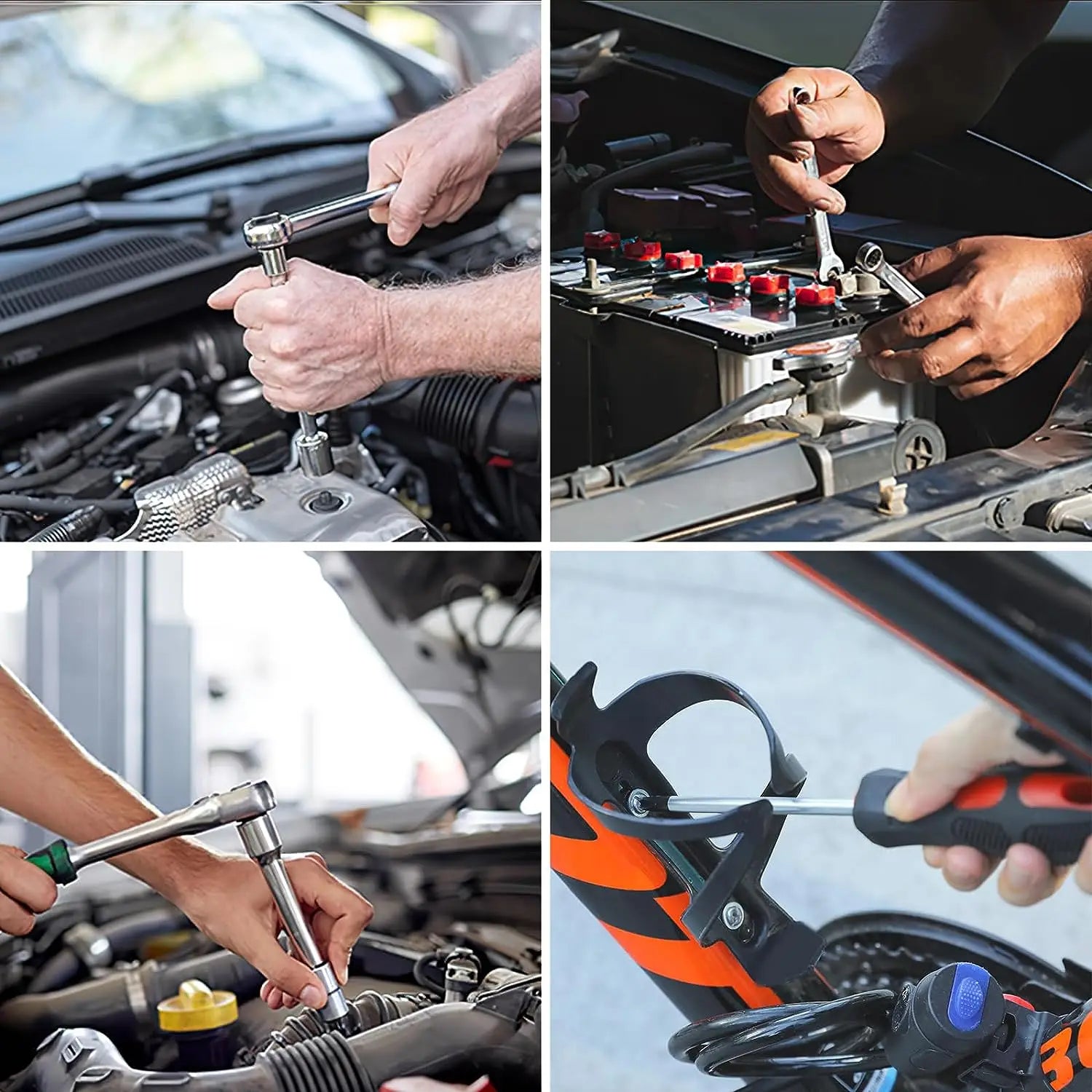 Auto Repair Mechanics Tool Set CRV 95-Piece Multifunctional Portable Tool Kit Plastic Toolbox for House Apartment Garage