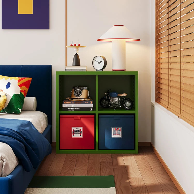 Modern Metal Steel Nightstand, Bedroom Bedside Table with Storage Drawer and Open Shelf