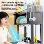 Over the Sink Dish Drying Rack Dish Drainer Racks with Dust-proof Cabinet Door Space-Saving Kitchen Organizer for Dishes
