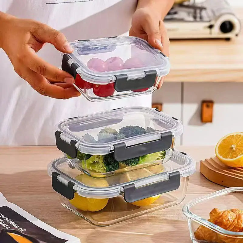 High Borosilicate Glass Baking Dish Glass Preservation Bowl Microwave Compartments Lunch Box Food Storage Container