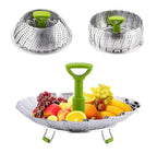 Kitchen Storage Rack Accessories Portable Folding Stainless Steel Vegetable Steamer Basket Cooking Steamer Insert Tray Rack