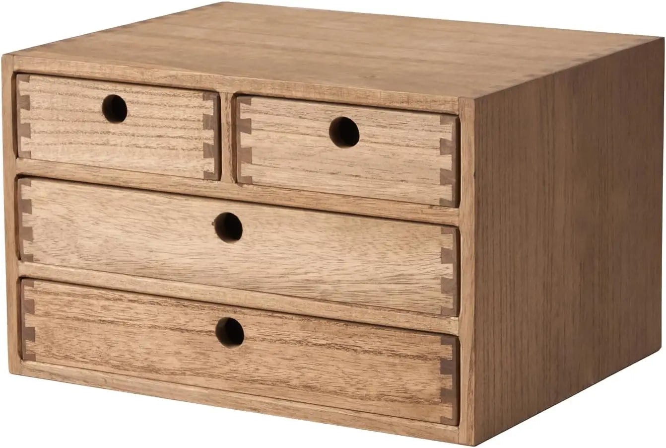 Wood Desktop Storage Cabinet/Workspace Document Office Organizer with 4 Drawers/Home,office Letter Mail Sorter Hold Makeup Box