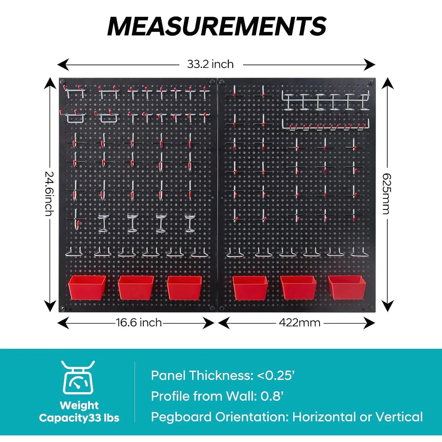 Steel Pegboard Kit with Vast Accessories for Tool Storage and Garage Organization Storage Holders & Racks