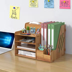 Creative Wooden Desktop Organizer Box Office Supplies File Organizer Book Storage Rack Portable Desktop Tidy
