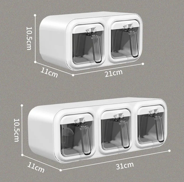 Modern Square PP Seasoning Box Injection-Molded Wall-mounted Storage Food Bottles Jars Set 1-3L Capacity Multifunction Design