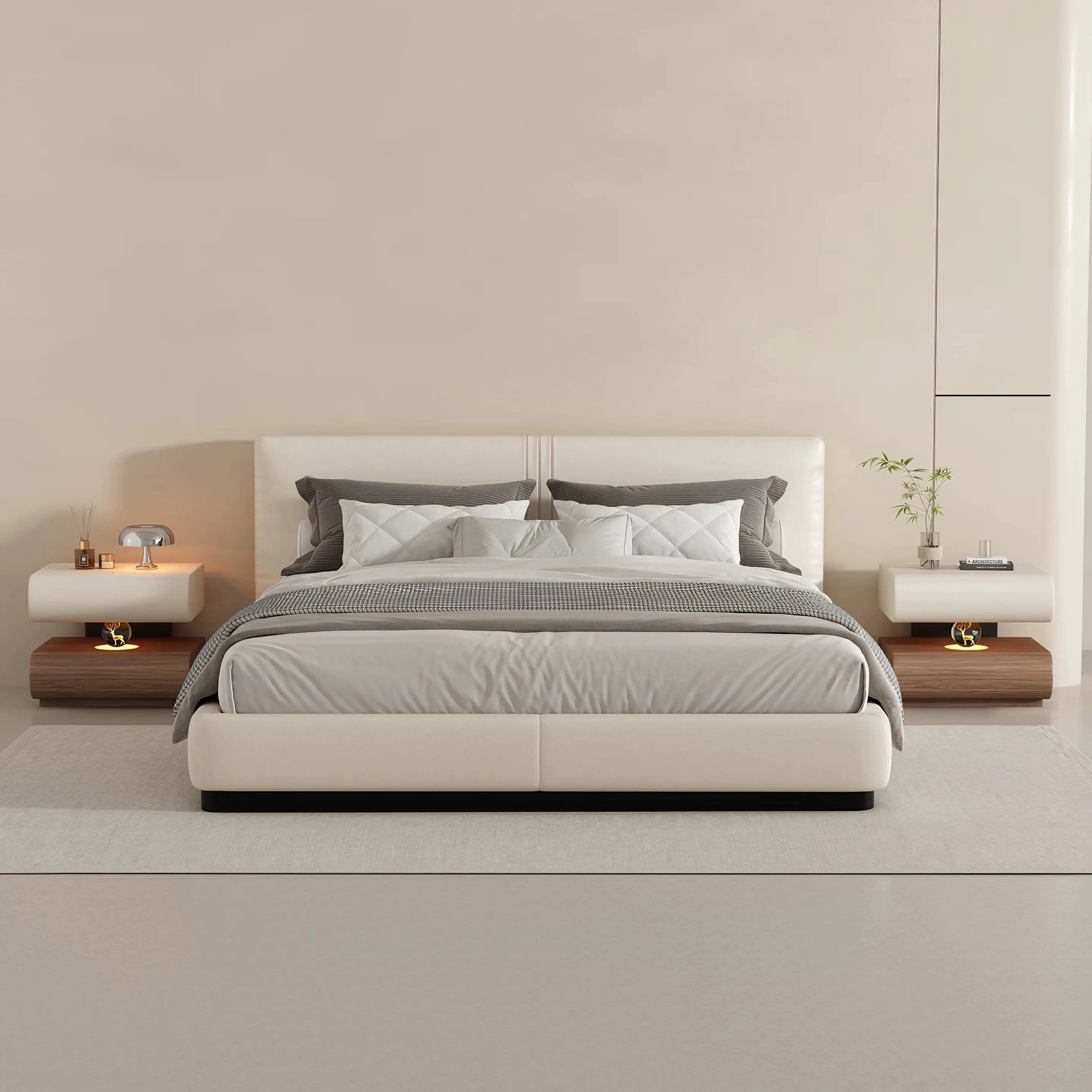 IItalian-style Light Luxury Bedside Table with Lamp, Suitable for Bedrooms and Home Furnishings, Creative Bedside Storage