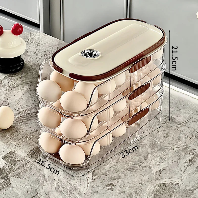 Transparent Plastic Egg Storage Box with Slide Design Anti-Drop Shockproof Kitchen Storage Special Feature for Refrigerators