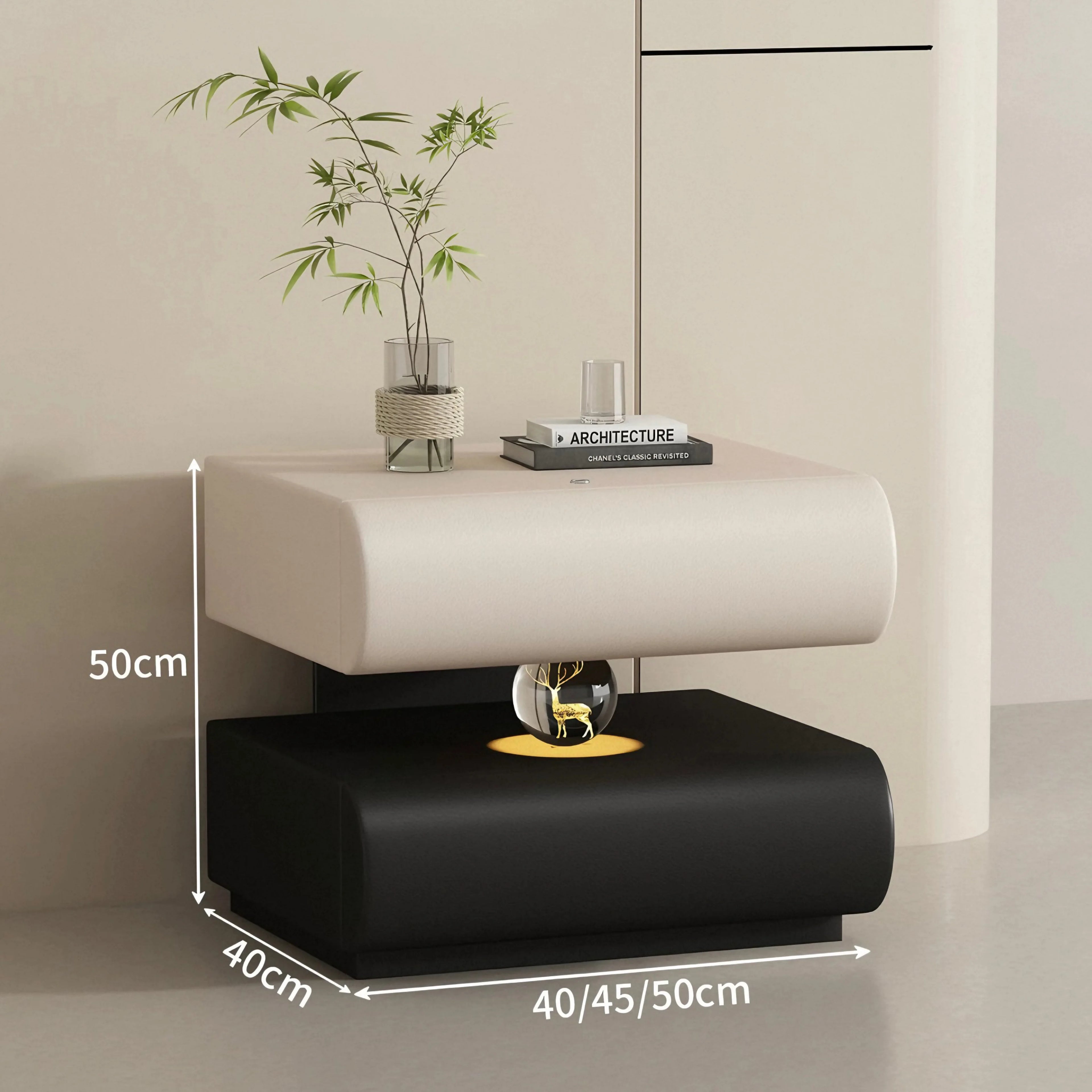 IItalian-style Light Luxury Bedside Table with Lamp, Suitable for Bedrooms and Home Furnishings, Creative Bedside Storage