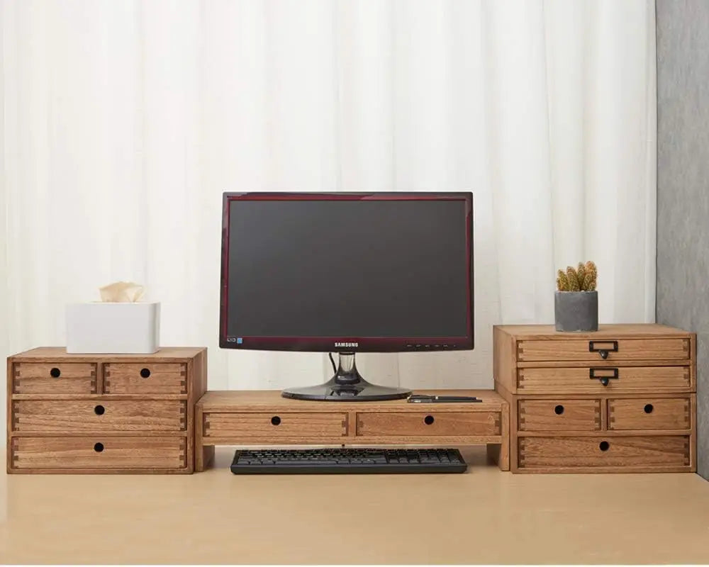 Wood Desktop Storage Cabinet/Workspace Document Office Organizer with 4 Drawers/Home,office Letter Mail Sorter Hold Makeup Box