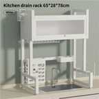 Over the Sink Dish Drying Rack Dish Drainer Racks with Dust-proof Cabinet Door Space-Saving Kitchen Organizer for Dishes