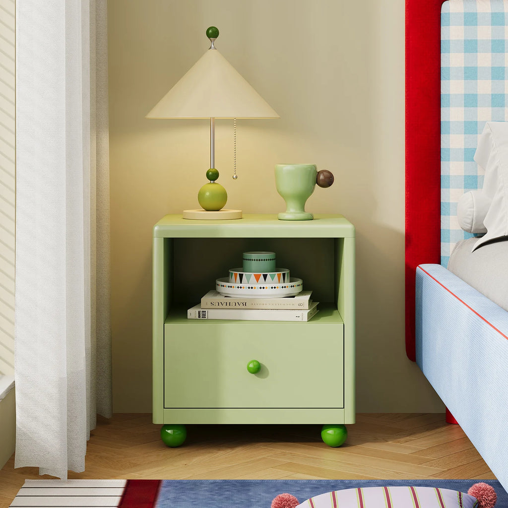 Modern Iron Smart Nightstand LED Light Drawers/Open Shelf Storage-Durable Multifunction Design for Apartment Bedroom Home Use