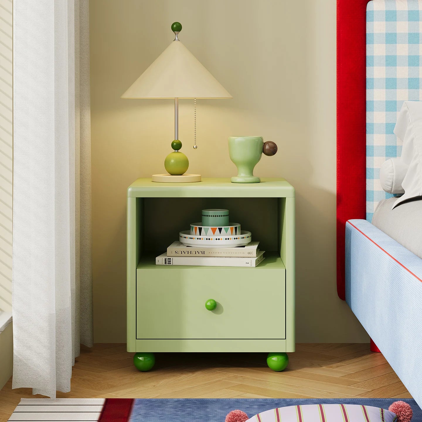 Modern Iron Smart Nightstand LED Light Drawers/Open Shelf Storage-Durable Multifunction Design for Apartment Bedroom Home Use