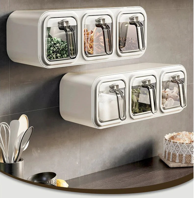Modern Square PP Seasoning Box Injection-Molded Wall-mounted Storage Food Bottles Jars Set 1-3L Capacity Multifunction Design