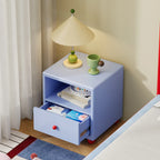 Modern Iron Smart Nightstand with Drawers & Open Shelf Storage-Durable Multifunction Design for Apartment Bedroom and Home Use