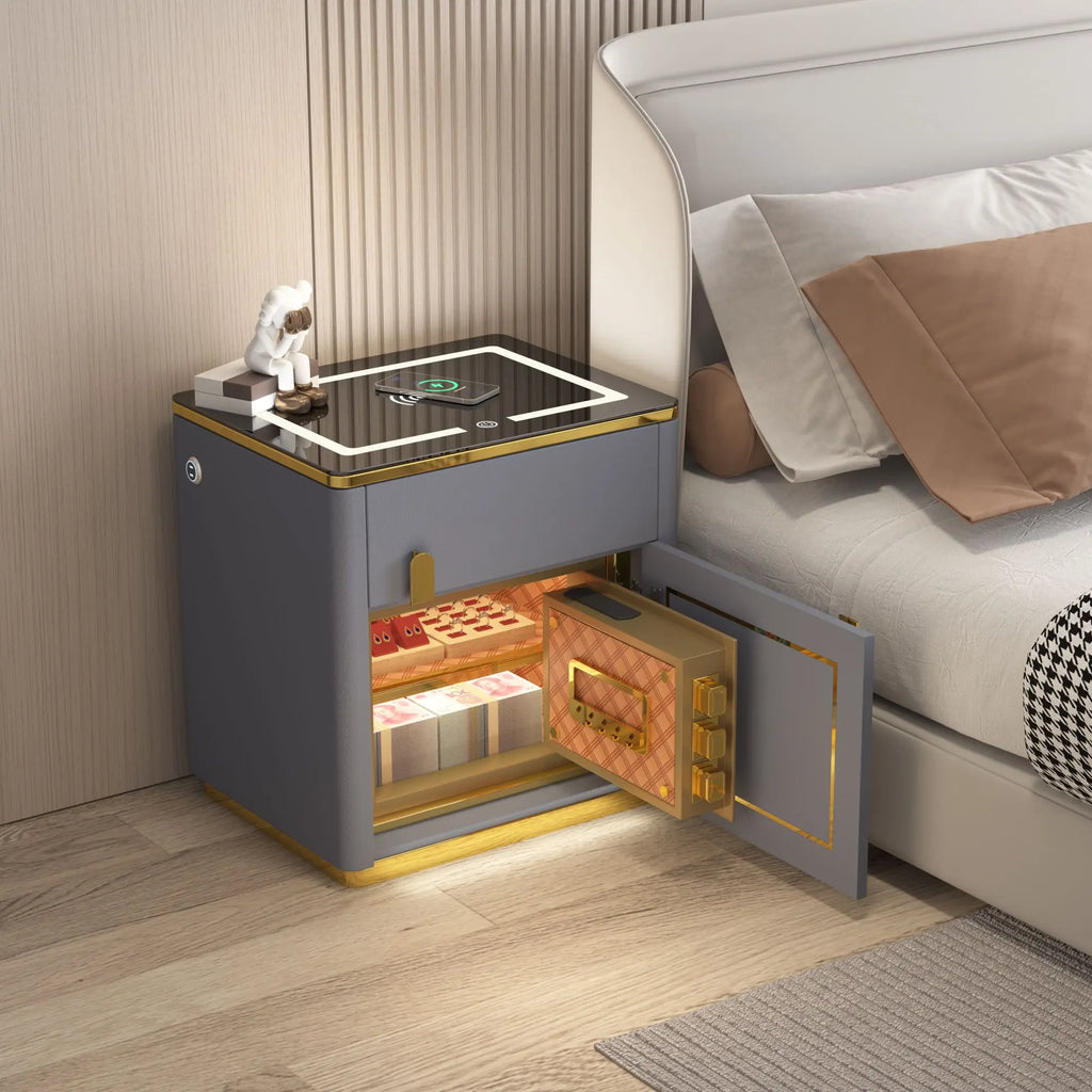 Light Luxury Modern Smart Bedside Table Small Multifunctional Invisible Integrated Safe Wireless Charging Password Living Room