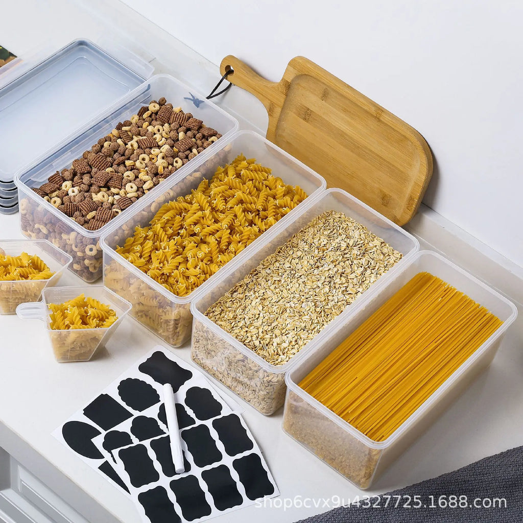 BPA Free Modern Plastic Airtight Pasta Storage Containers Clip-On Lids Large Capacity Portable for Kitchen Refrigerator Use