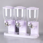 Bulk Manual Rotate Button Plastic Double Cereal Grain Rice Container Kitchen Dry Food Storage with Dispenser