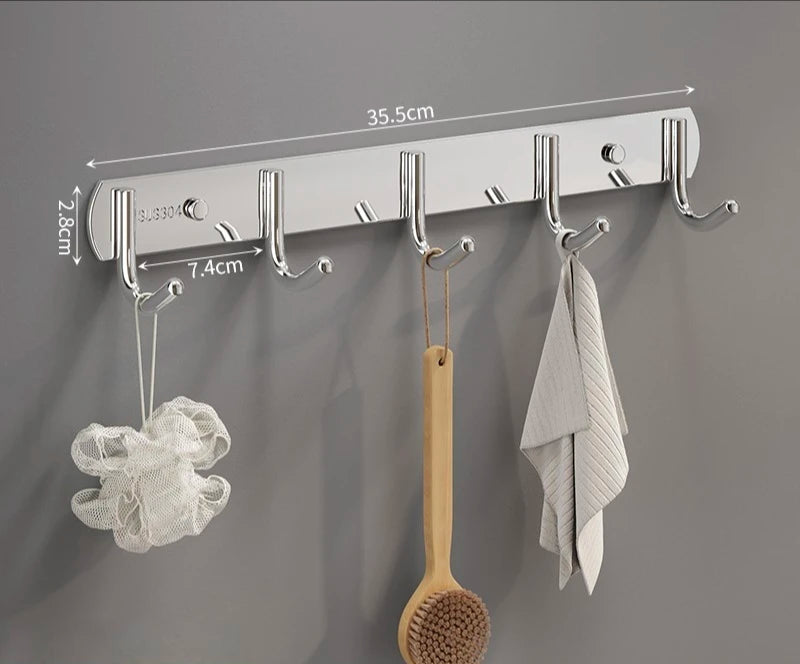 HUOLI Black 304 Stainless Steel Wall-Mounted Hooks - Modern Bathroom & Kitchen Storage, Hotel Bathroom Accessories Low Price