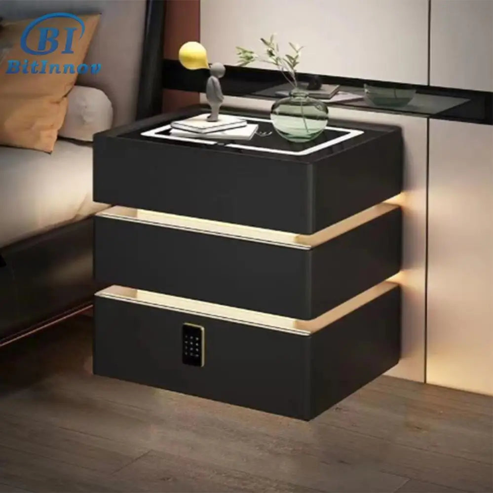 Chinese Professional Supplier Nordic Light Luxury Smart Bedside Table Nightstand Hotel Nightstands