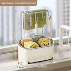Kitchen Cloth and Towel Drying Rack Punch-free Wall-mounted Storage with Dishcloth Tray and Sink Storage
