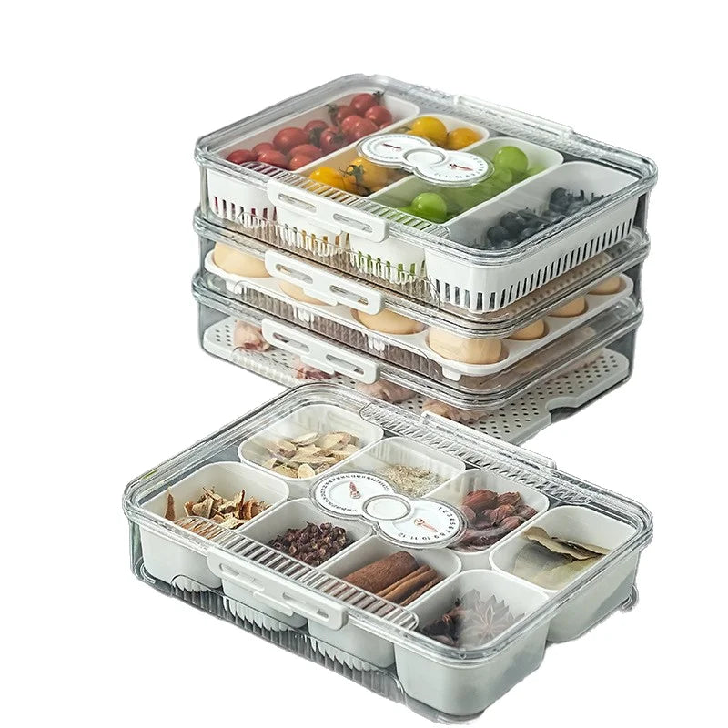 Refrigerator Rectangle Fruit & Vegetable Fresh Preservation Plastic Food Storage Boxes Multifunction Design for Kitchen Use