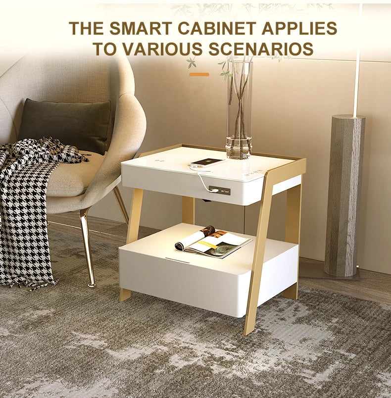 Wholesale Modern Intelligent Charging Bedside Table Multi-functional Bedside Table Side Table Drawers for Living Room Bedroom