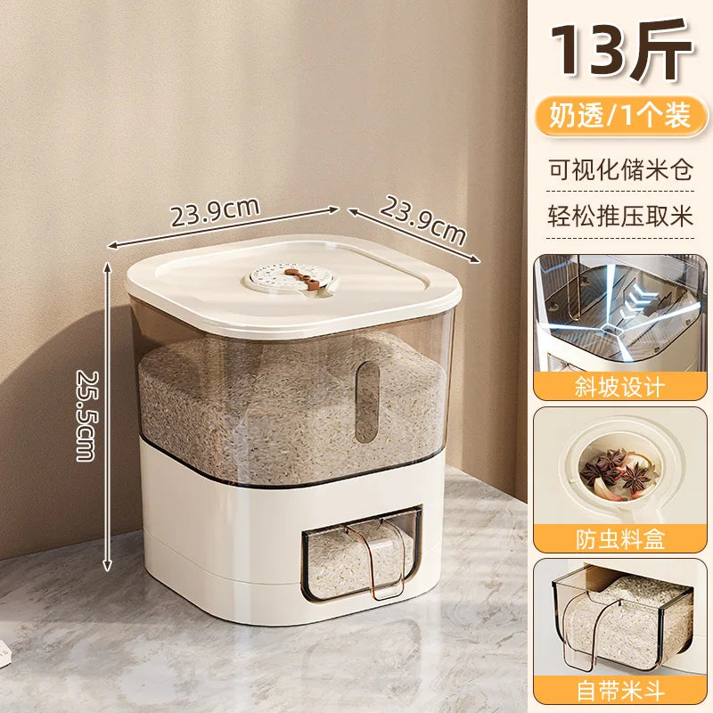 6.5kg Kitchen Rice Dispenser Modern Rice Storage Container Kitchen Automatic Cereal Dispenser Kitchen Rice Box With Cup
