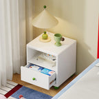 Nordic Iron Smart Nightstand Drawers Open Shelf Storage-Durable Multifunction Design for Apartment-Friendly Bedroom Small Spaces