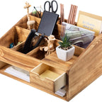 Wooden Rectangular Stackable Desktop Drawer Storage Box with File Organizer Pen Holder Office Decoration Set for Office Bedroom