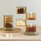 Quality Upgraded Multi-layer Rotating Plastic Spice Rack with Spoons Kitchen Condiment Storage Box Seasoning Organizer Container