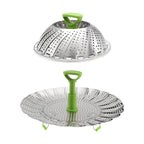 Kitchen Storage Rack Accessories Portable Folding Stainless Steel Vegetable Steamer Basket Cooking Steamer Insert Tray Rack