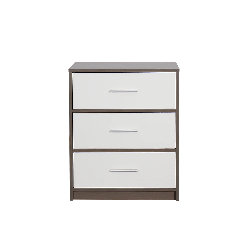 Corner Modern Nightstand with 3 Storage Dresser Drawers Bedroom Furniture