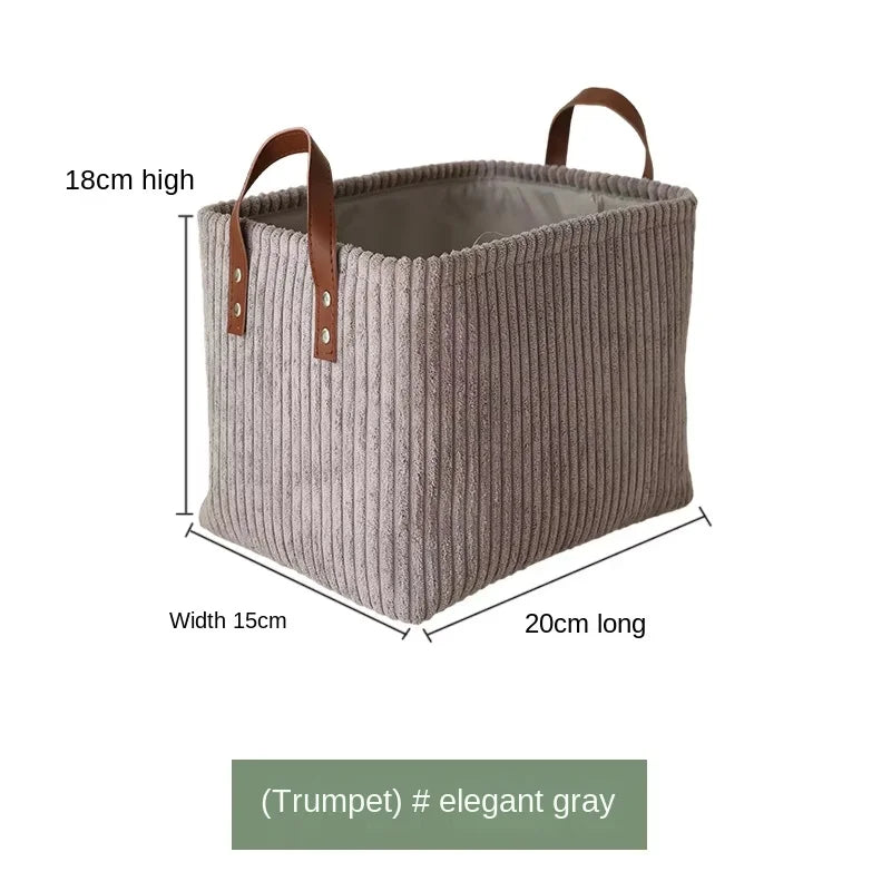 Girida Modern Rectangular Corduroy Multifunction Storage Basket with Handle Portable Desktop & Clothing Storage Set