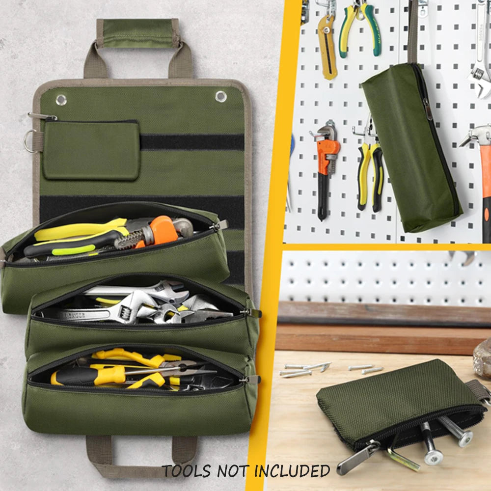 Tool Organizers Small Tool Bag Detachable Pouches Rolling up Tool Bag