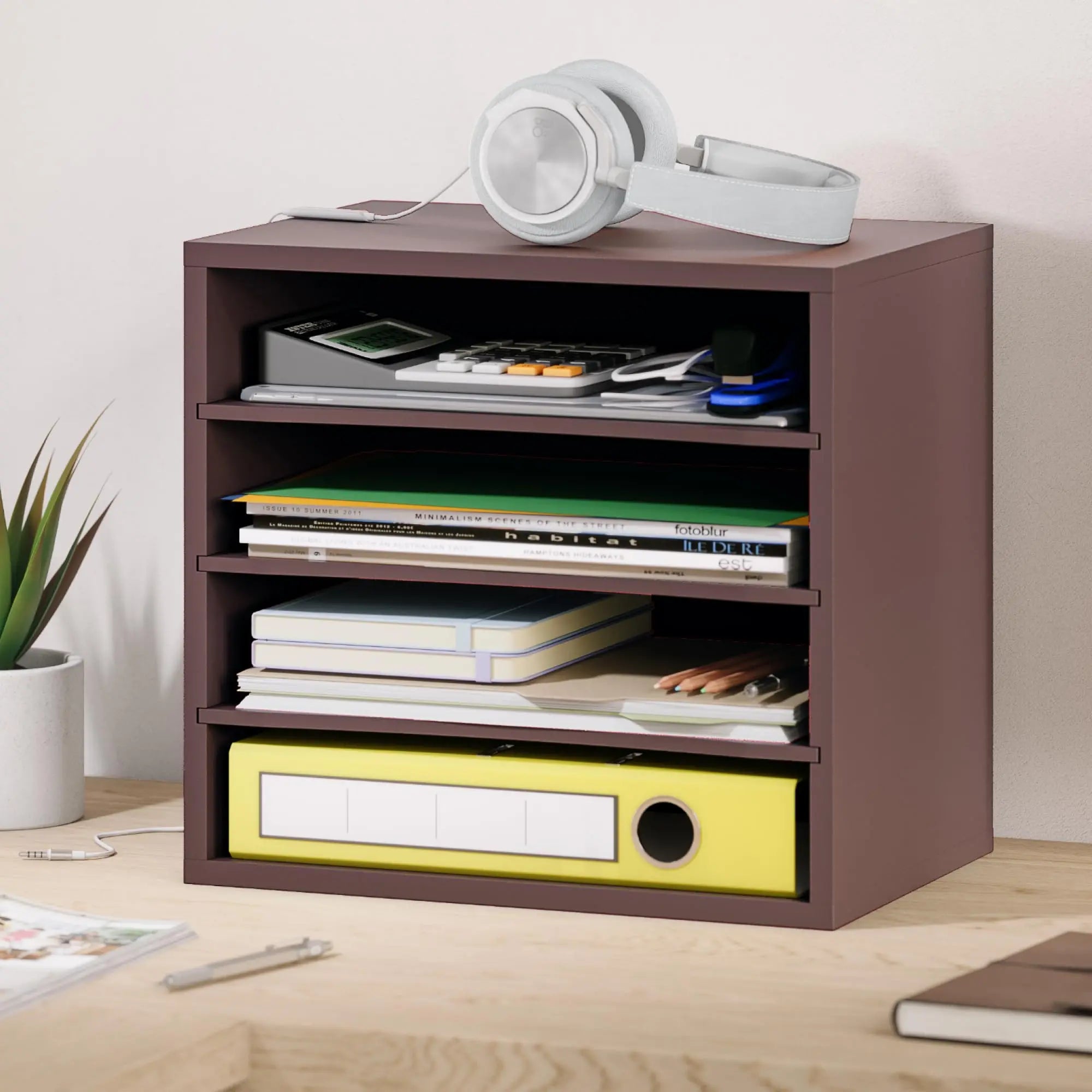 Hot Sales Wooden Space Saving Design Desktop Organizer Wooden Paper Office Supplies Desk Organizer Office Desk Organizer