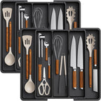 Expandable Kitchen Drawer Organizer Adjustable Plastic Utensil Tray Flatware Holder for Kitchen Storage