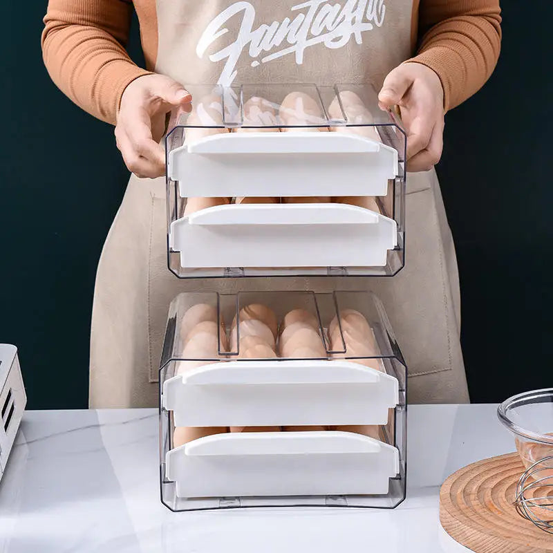 Allifemax Food-grade Refrigerator Egg Container Keeping Fresh Egg Box Kitchen Transparent Storage Holders Fridge Organiser