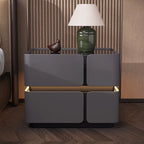 Light Luxury Modern Solid Wood Smart Floating High-End Nightstand Bedside Table Ready-to-Use Wireless Charging LED Light Bedroom