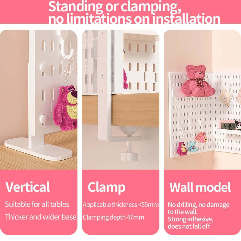 Single-Tier PP Material Plastic Desktop Organizer Space-Saving Foldable Storage Holder No-Hole Punching Feature Cabinets Shelves