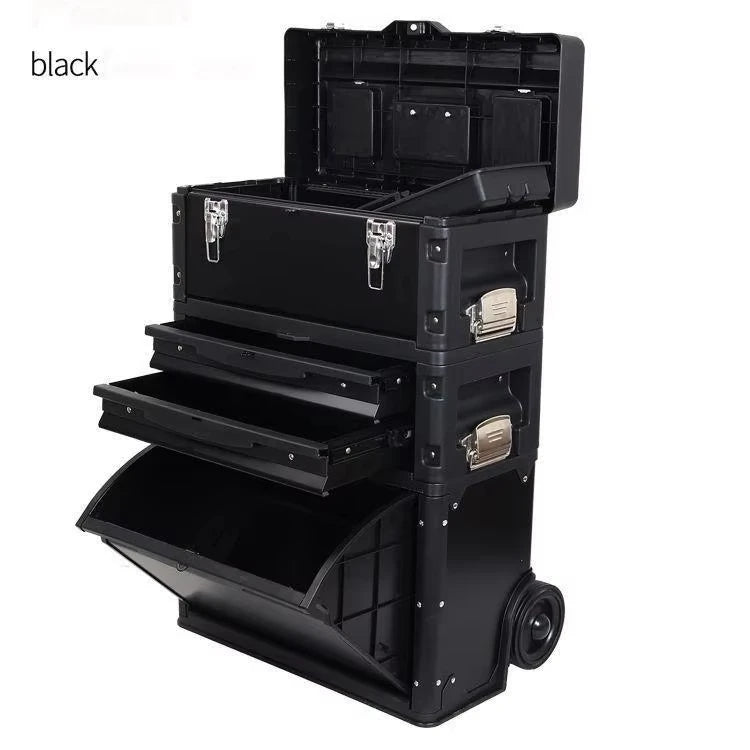 Portable & Stackable 3-Drawer Steel Toolbox Roll-Upright Design for Workshop & Garage Tool Storage