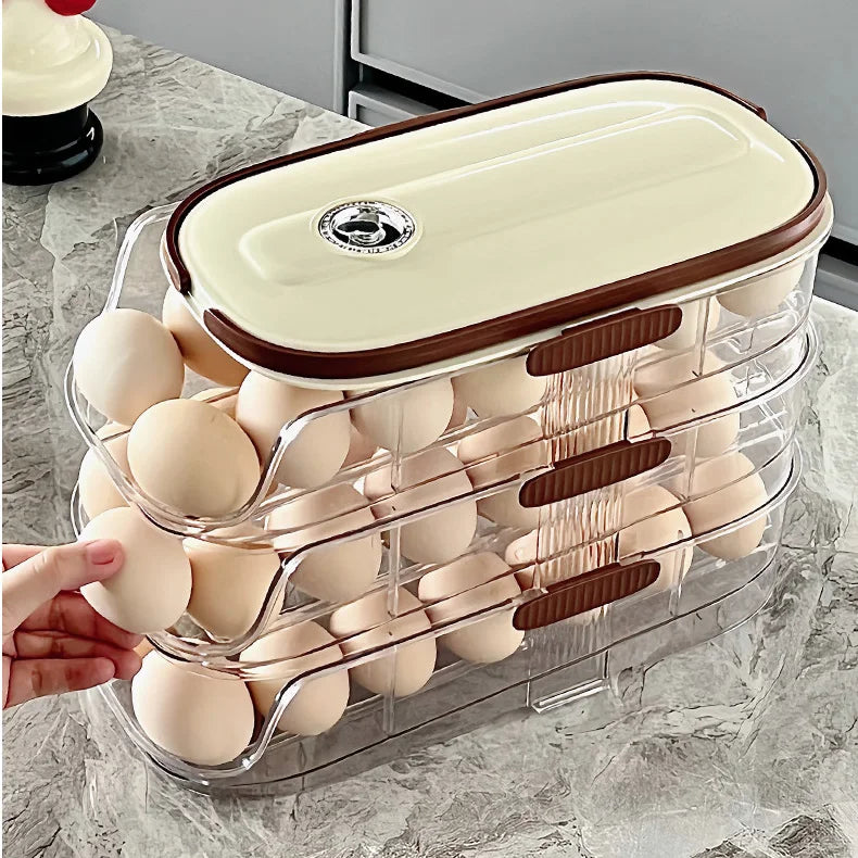 Transparent Plastic Egg Storage Box with Slide Design Anti-Drop Shockproof Kitchen Storage Special Feature for Refrigerators
