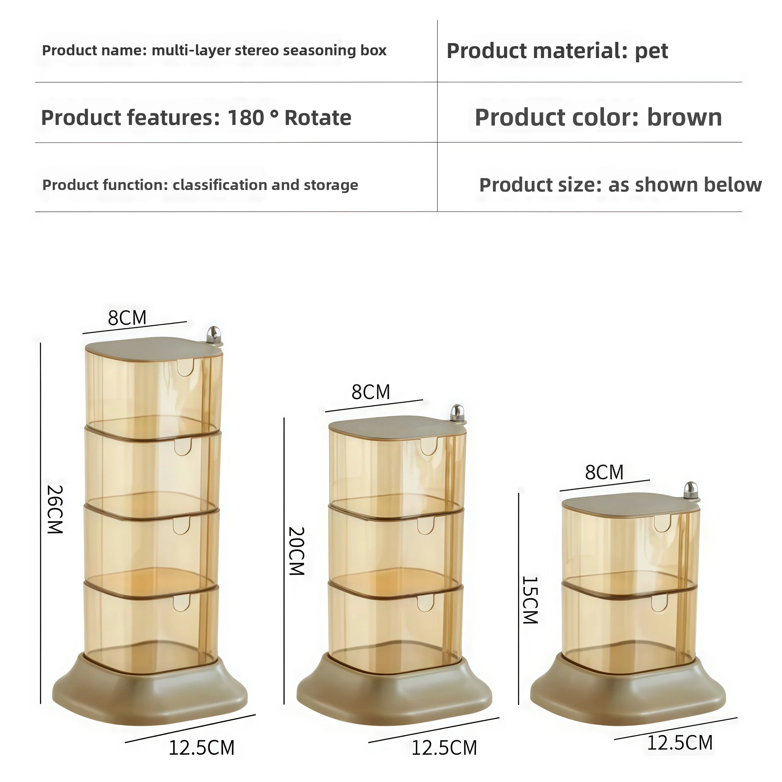 Quality Upgraded Multi-layer Rotating Plastic Spice Rack with Spoons Kitchen Condiment Storage Box Seasoning Organizer Container