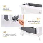 8L Hanging Kitchen Garbage Bin Plastic Collapsible Trash Can with Trash Bag Storage for  Cabinet Door Bathroom Car