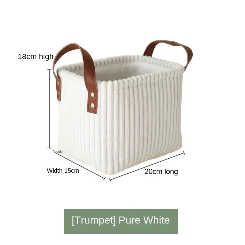 Girida Modern Rectangular Corduroy Multifunction Storage Basket with Handle Portable Desktop & Clothing Storage Set