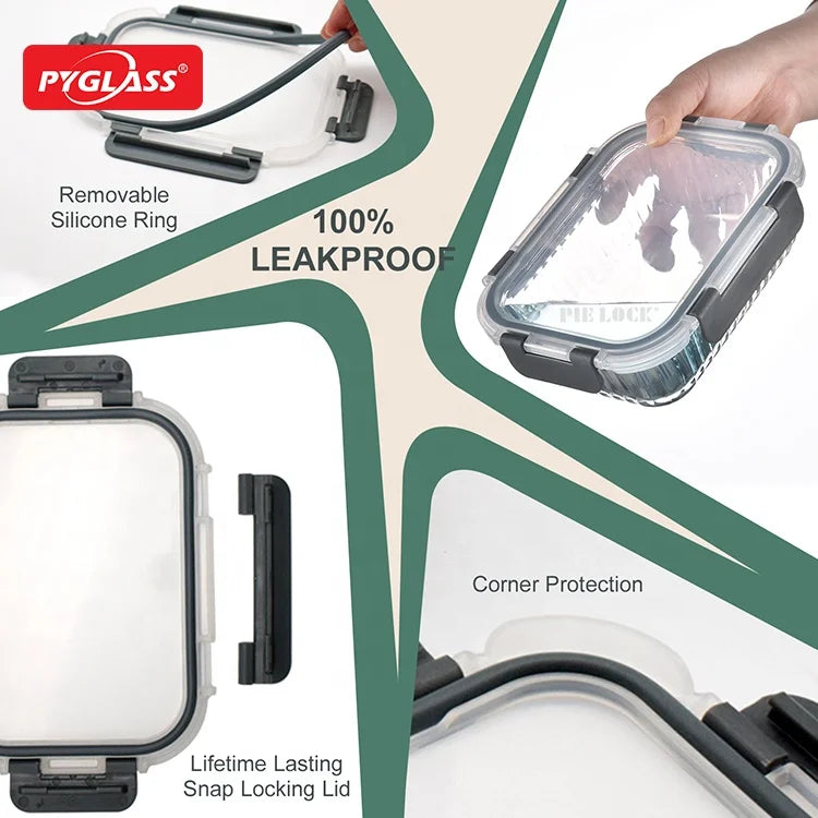 For Kitchen Accessories High Borosilicate Glass Food Storage Containers With Remove Lid, Safe Lunch Box Set of 12